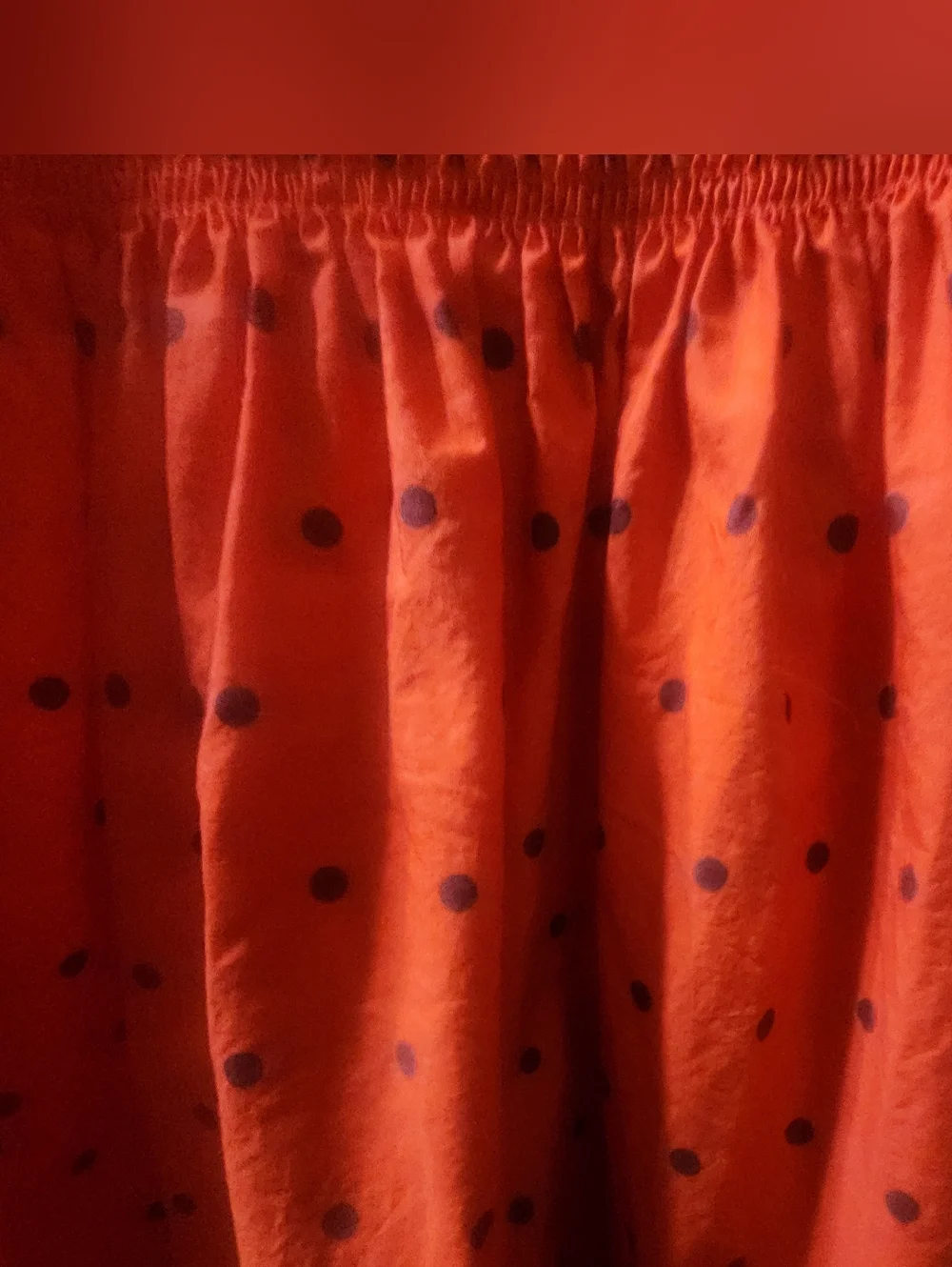 Red Smocked Midi Dress with Black Polka Dots - Picture 3 of 5